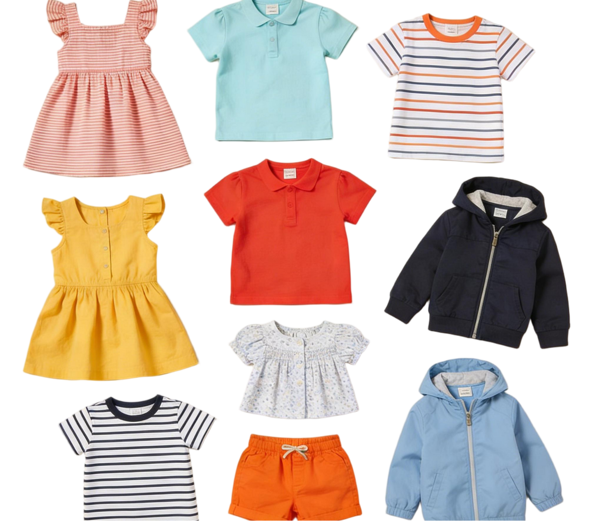 Kids' summer outfit bundle with floral shirt and striped dress
High-quality cotton children's clothing for daily wear and school
Mix and match kids' tops and bottoms for spring season
Wholesale kids' fashion: Summer casual wear with dresses, polos and jackets
OEM/ODM children's clothing supplier: Striped, floral and solid color options
Trendy baby apparel collection for e-commerce and retail stores