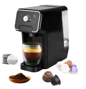 Compact single-serve coffee maker compatible with Nespresso capsules, includes milk frother and coffee grounds
Perfect for home or office use, this easy-to-use capsule coffee machine delivers fresh espresso in seconds with a variety of flavor options