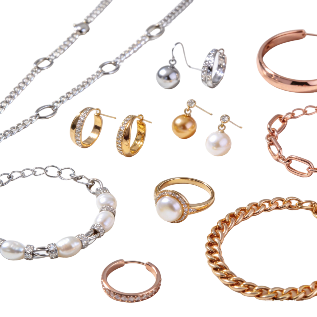 Fast-fashion jewelry supplier: Pearl and crystal-embellished necklaces/rings for e-commerce
OEM/ODM service available: Stainless steel fashion jewelry sets in gold/silver tones
Best-selling affordable luxury jewelry collection for boutique retailers