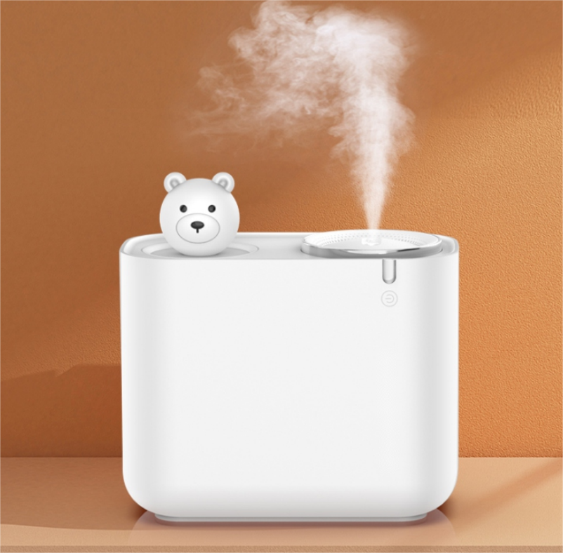 White mini humidifier for bedroom, baby room, office, with cute animal design
Adorable bear humidifier for home, perfect for adding moisture to dry air, ideal gift for kids