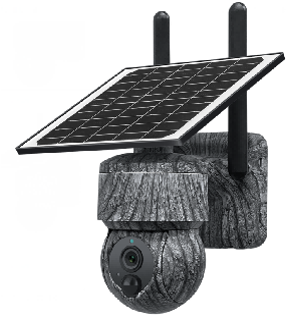 Wireless solar surveillance camera with PTZ, night vision, and motion detection
Outdoor solar security camera system with 360-degree rotation, Wi-Fi connectivity, and rechargeable battery powered by solar panel